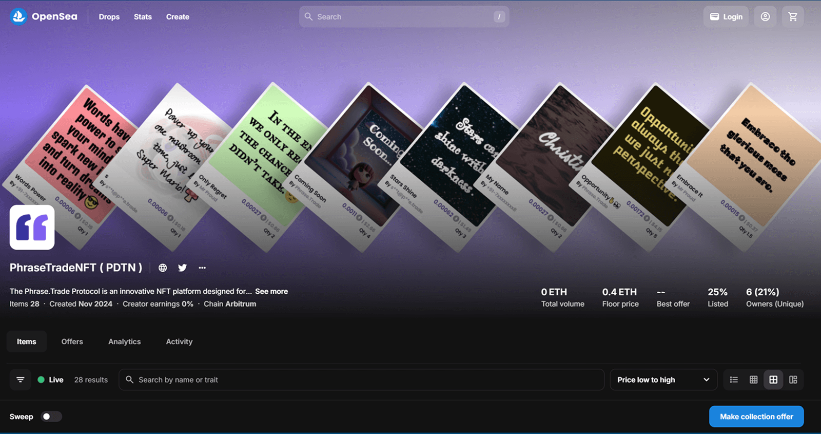 How to List Your Minted PhraseTrade NFT for Sale on OpenSea